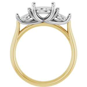 14K Yellow/White Gold 8 mm Round Engagement Ring Mounting