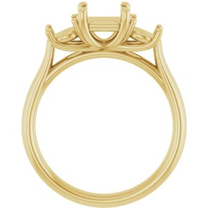 14K Yellow Gold 6 mm Asscher Engagement Ring Mounting