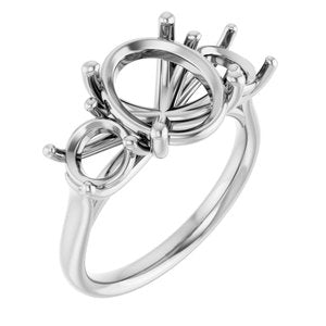 14K White Gold 11x9 mm Oval Engagement Ring Mounting