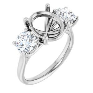 14K White Gold 11X9 mm Oval 1 5/8  CTW Lab-Grown Diamond Semi-Set Engagement Ring