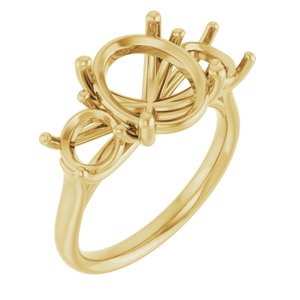 14K Yellow Gold 11x9 mm Oval Engagement Ring Mounting