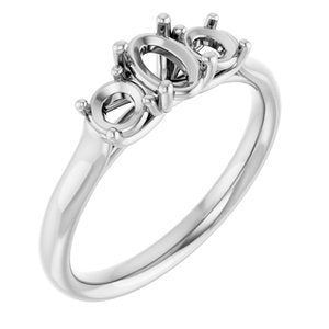 14K White Gold 6x4 mm Oval Engagement Ring Mounting