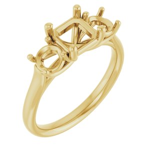 14K Yellow Gold 6 mm Asscher Engagement Ring Mounting