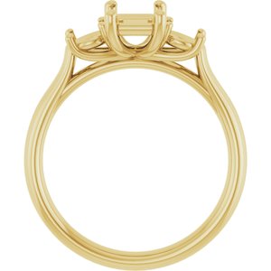 14K Yellow Gold 7x5 mm Emerald Engagement Ring Mounting