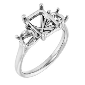 14K White Gold 9x7 mm Emerald Engagement Ring Mounting