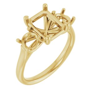 14K Yellow Gold 9x7 mm Emerald Engagement Ring Mounting