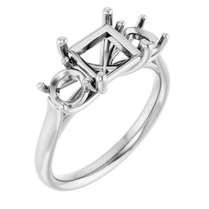 14K White Gold 6.5x6.5 mm Square Engagement Ring Mounting