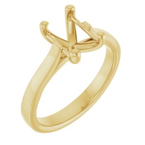 14K Yellow Gold 8x6 mm Emerald Engagement Ring Mounting