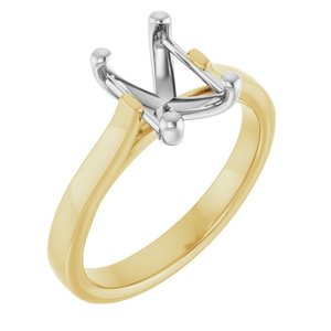 14K Yellow & White Gold 8x6 mm Emerald Engagement Ring Mounting