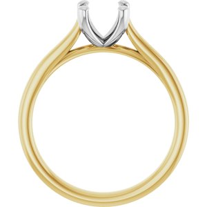 10K Yellow & White Gold 5x5 mm Square Engagement Ring Mounting