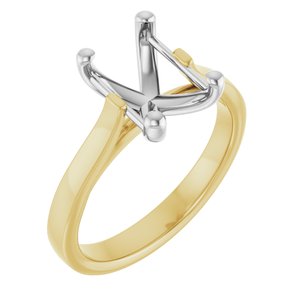 14K Yellow & White Gold 9x7 mm Emerald Engagement Ring Mounting