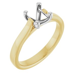 10K Yellow & White Gold 5x5 mm Square Engagement Ring Mounting
