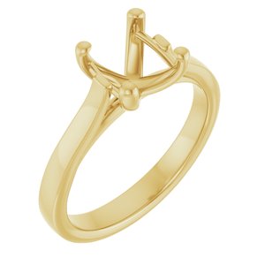 14K Yellow Gold 7 mm Cushion Engagement Ring Mounting