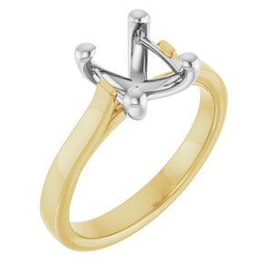 10K Yellow & White Gold 9x7 mm Oval Engagement Ring Mounting