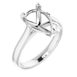 14K White Gold 12x8 mm Pear Engagement Ring Mounting