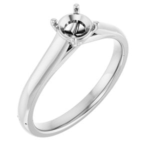 14K White Gold 5.2 mm Round Solitaire Engagement Ring Mounting 