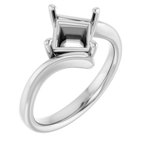 14K White Gold  6.5 mm Square Solitaire Engagement Ring Mounting