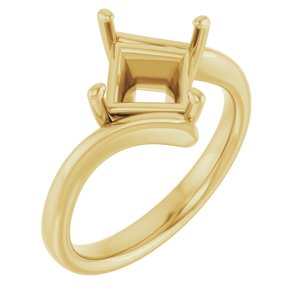 10K Yellow Gold  7 mm Square Solitaire Engagement Ring Mounting