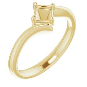 14K Yellow Gold  4 mm Square Solitaire Engagement Ring Mounting
