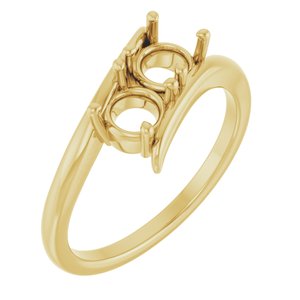 14K Yellow Gold 5.2 mm Round Two-Stone Engagement Ring Mounting 
