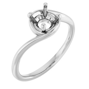 14K White Gold 6.5 mm Round Engagement Ring Mounting