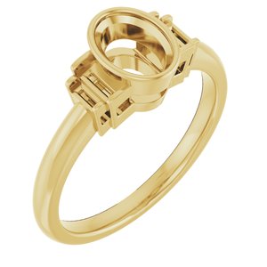 14K Yellow Gold 7x5 mm Oval Engagement Ring Mounting