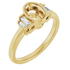 14K Yellow Gold 6x4 mm Oval 1/8 CTW Natural Diamond Semi-Set Engagement Ring