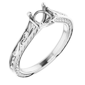 14K White Gold 5.8 mm Round Engagement Ring Mounting