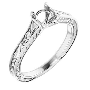 14K White Gold 5.2 mm Round Engagement Ring Mounting