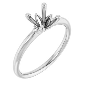 14K White Gold 6.5 mm Round Solitaire Engagement Ring Mounting