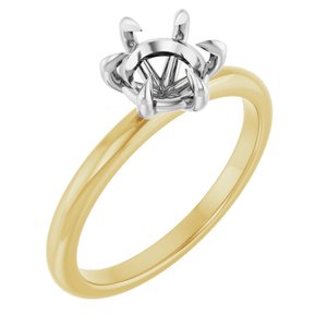 14K Yellow/White Gold 6.5 mm Round Solitaire Engagement Ring Mounting