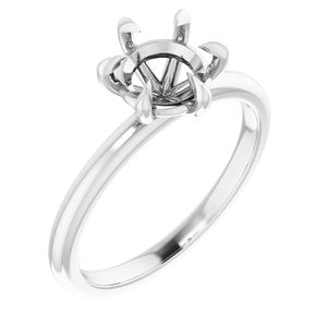 14K White Gold 7 mm Round Solitaire Engagement Ring Mounting