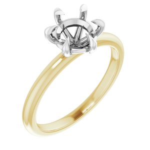 14K Yellow/White Gold 7 mm Round Solitaire Engagement Ring Mounting