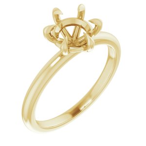14K Yellow Gold 7 mm Round Solitaire Engagement Ring Mounting