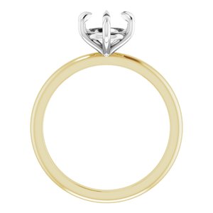 14K Yellow/White Gold 7 mm Round Solitaire Engagement Ring Mounting