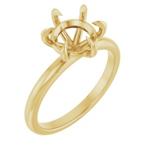 14K Yellow Gold 8.2 mm Round Solitaire Engagement Ring Mounting