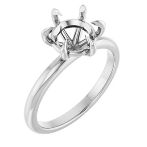 14K White Gold 8 mm Round Solitaire Engagement Ring Mounting