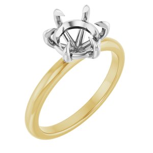14K Yellow/White Gold 8 mm Round Solitaire Engagement Ring Mounting