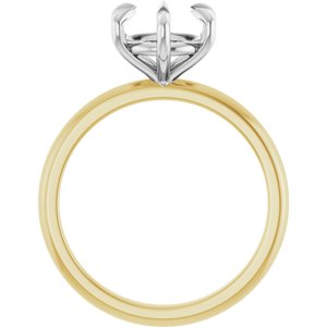 14K Yellow/White Gold 8 mm Round Solitaire Engagement Ring Mounting