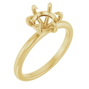 14K Yellow Gold 7.4 mm Round Solitaire Engagement Ring Mounting