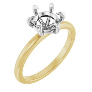 14K Yellow/White Gold 7.4 mm Round Solitaire Engagement Ring Mounting