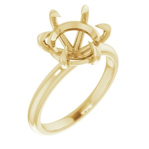 14K Yellow Gold 10 mm Round Solitaire Engagement Ring Mounting