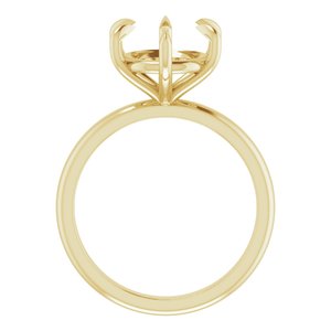 14K Yellow Gold 10 mm Round Solitaire Engagement Ring Mounting