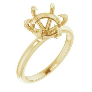 14K Yellow Gold 9.4 mm Round Solitaire Engagement Ring Mounting