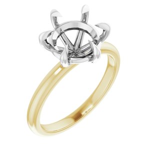 14K Yellow/White Gold 9.4 mm Round Solitaire Engagement Ring Mounting