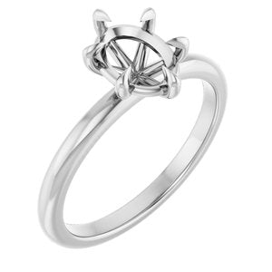 14K White Gold 8x6 mm Oval Solitaire Engagement Ring Mounting