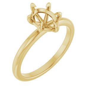 14K Yellow Gold 8x6 mm Oval Solitaire Engagement Ring Mounting