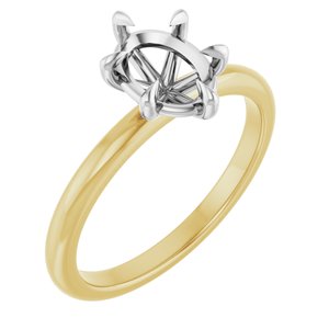 14K Yellow/White Gold 8x6 mm Oval Solitaire Engagement Ring Mounting