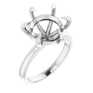 14K White Gold 12 mm Round Solitaire Engagement Ring Mounting