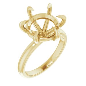18K Yellow Gold 12 mm Round Solitaire Engagement Ring Mounting